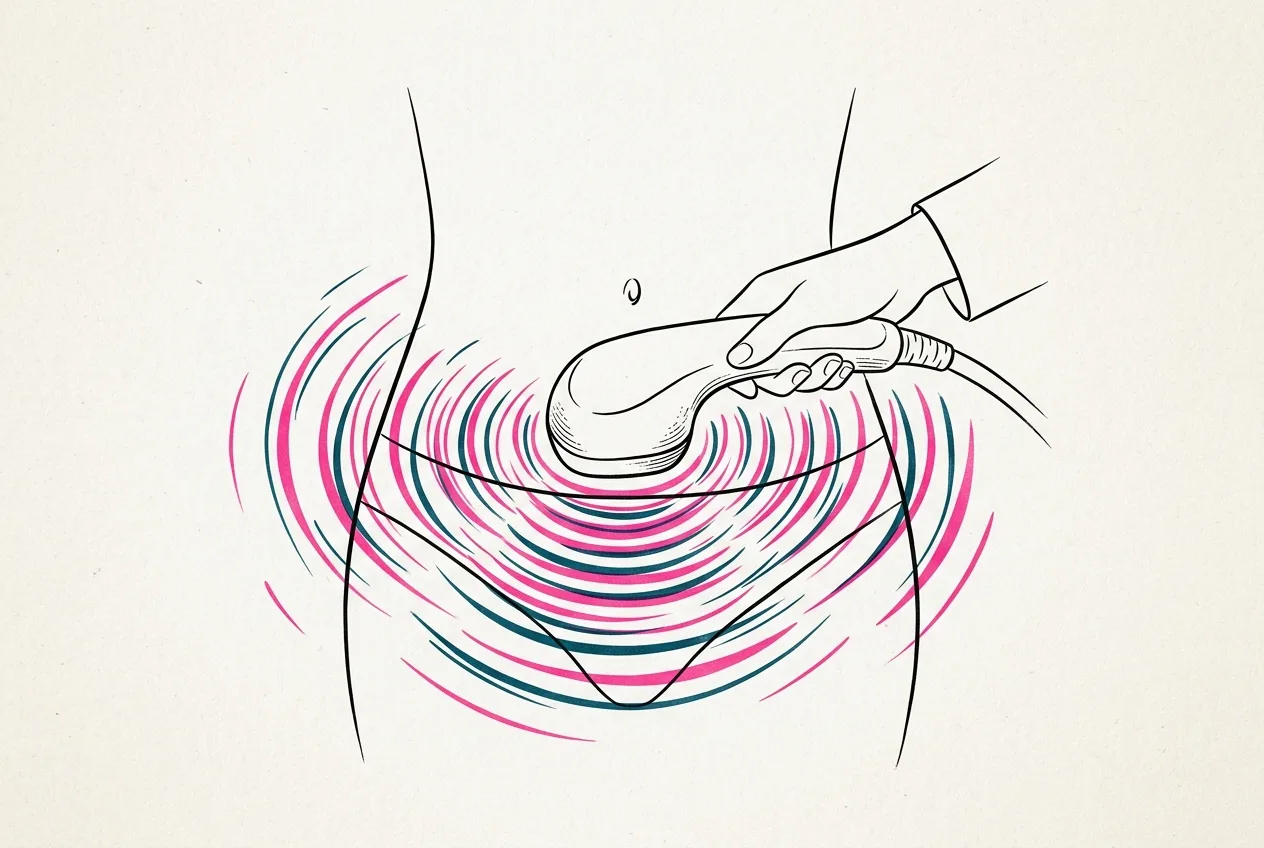 Illustrazione: la corrente in radiofrequenza fra elettrodo e piastra genera calore nei tessuti profondi