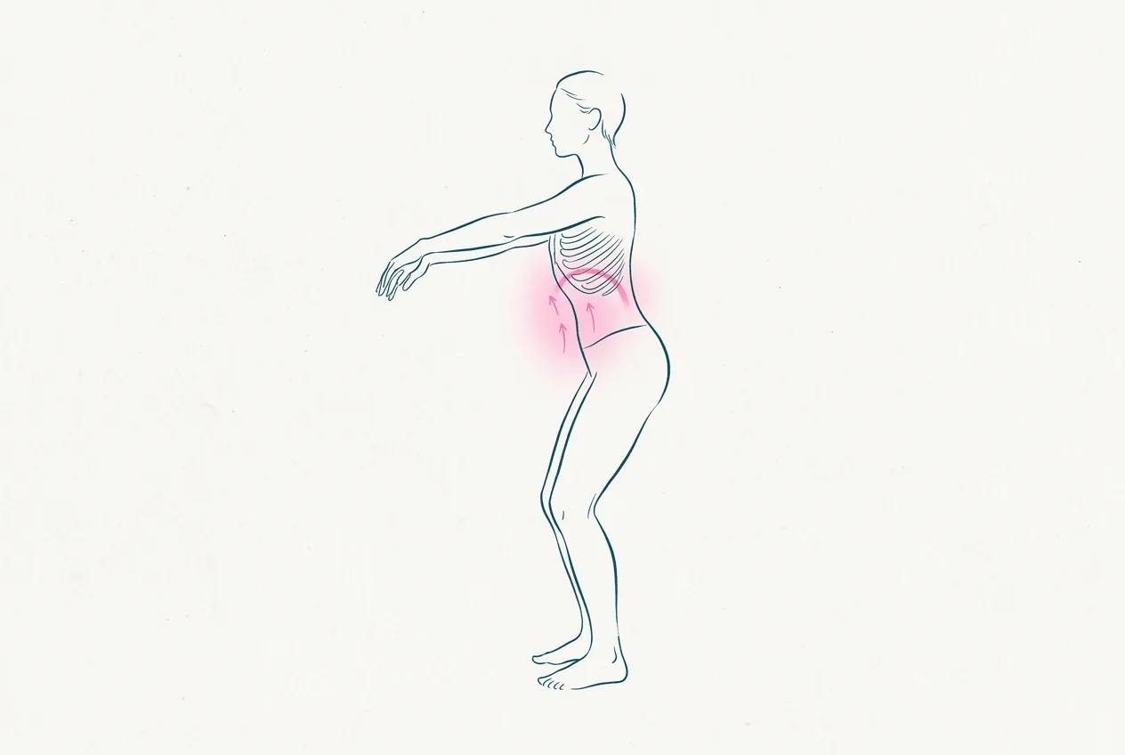 Illustrazione: diaframma, trasverso e pavimento pelvico lavorano insieme